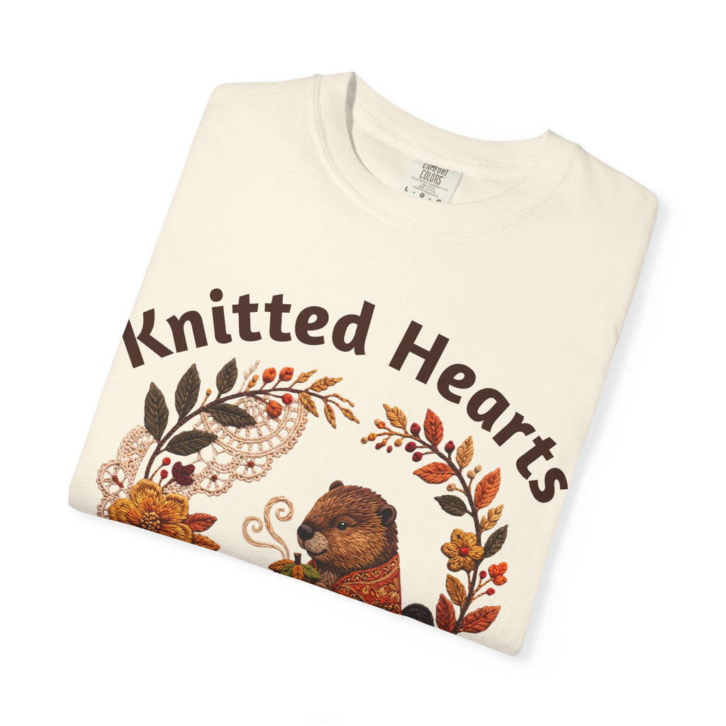 Knitted Hearts Beavers Crochet Floral T-Shirt