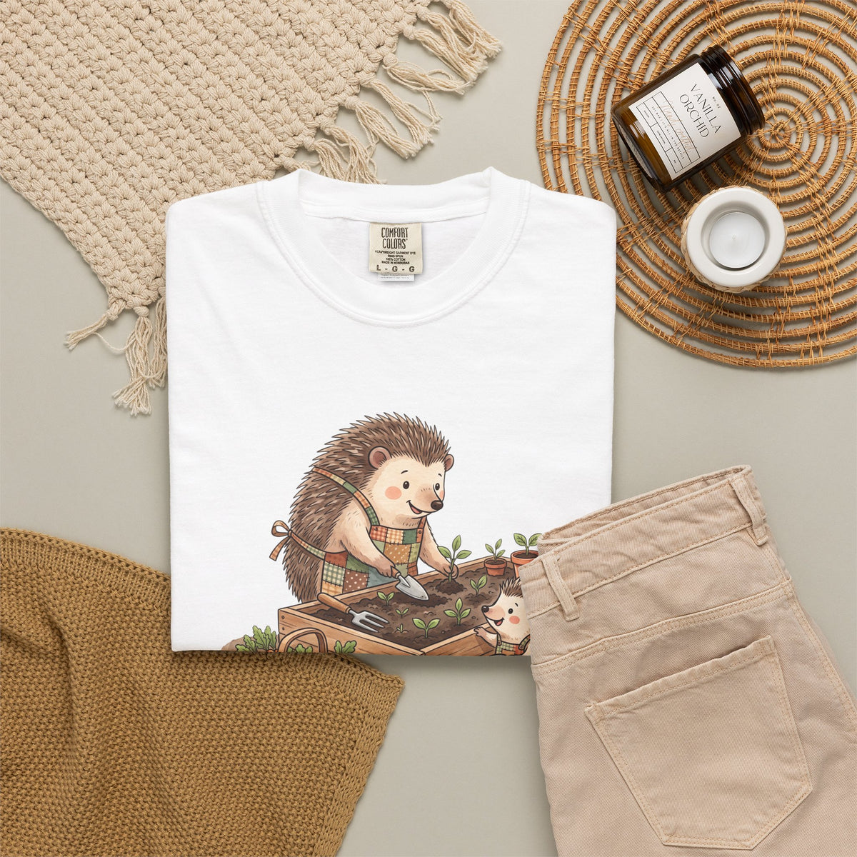 Hedgehog Papa Son T-Shirt Gardening
