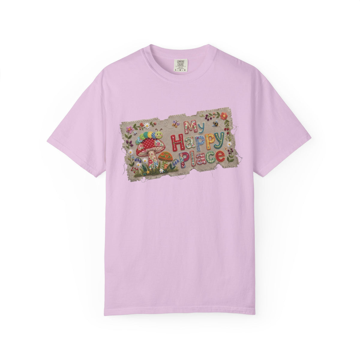 My Happy Place T-Shirt | Mushroom CottageCore with Whimsical Patchwork