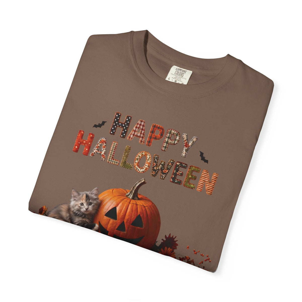 Halloween Pumpkin Grey-Orange Kitten T-Shirt