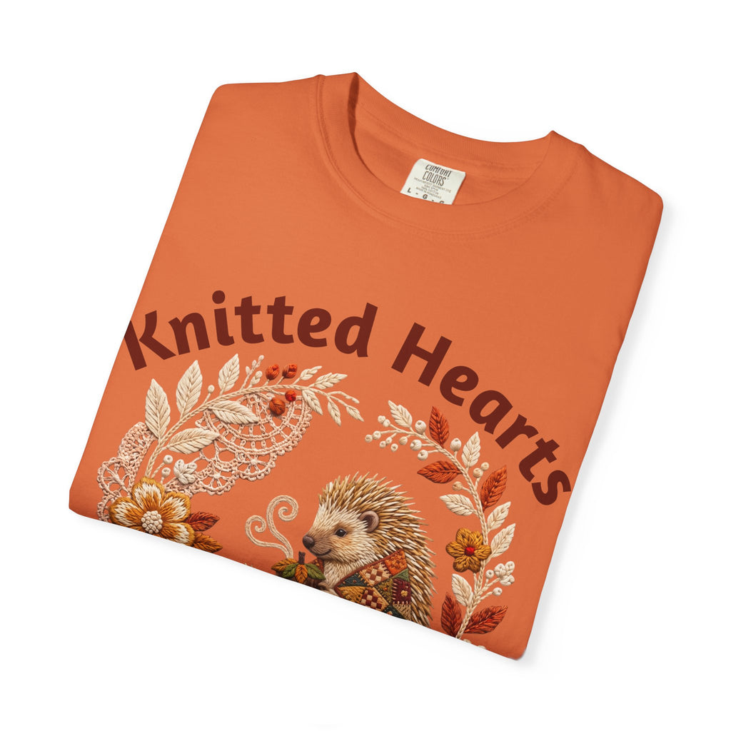 Knitted Hearts Porcupines Crochet Floral T-Shirt