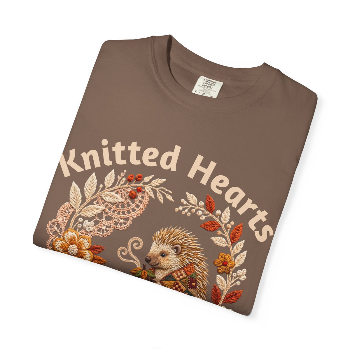 Knitted Hearts Porcupines Crochet Floral T-Shirt