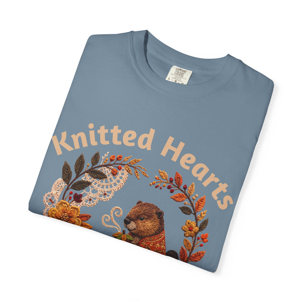 Knitted Hearts Beavers Crochet Floral T-Shirt