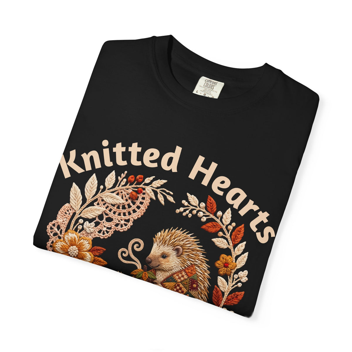 Knitted Hearts Porcupines Crochet Floral T-Shirt