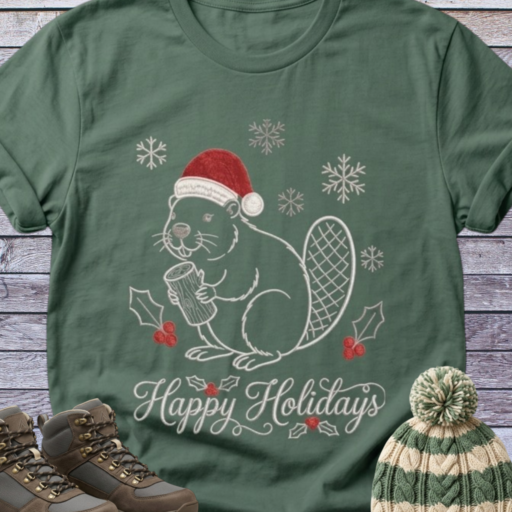 Beaver Santa Holidays Christmas T-Shirt