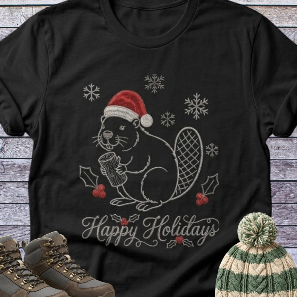 Beaver Santa Holidays Christmas T-Shirt
