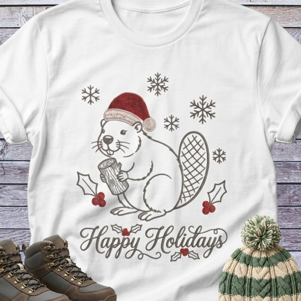 Beaver Santa Holidays Christmas T-Shirt