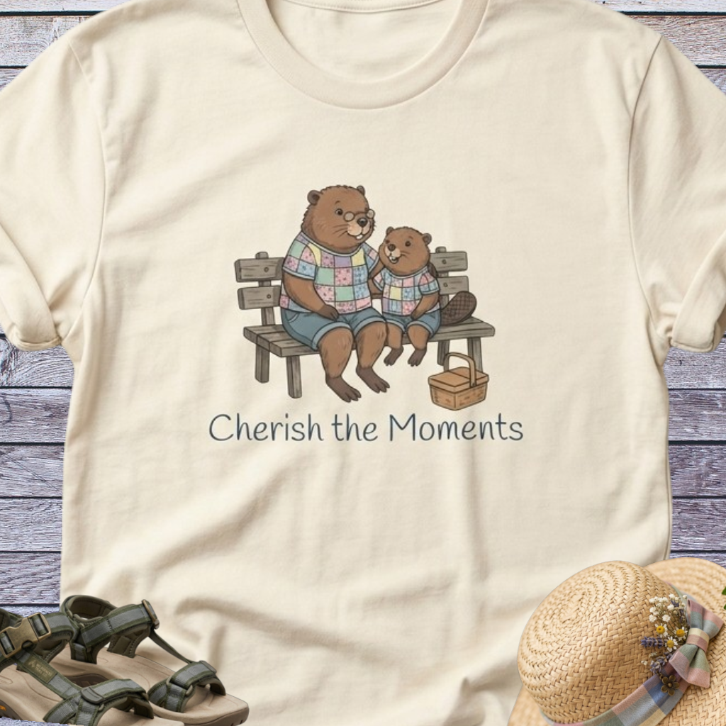 Beaver Mom & Daughter Picnic CottageCore T-Shirt