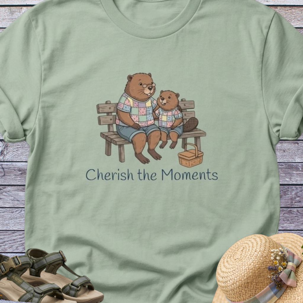 Beaver Mom & Daughter Picnic CottageCore T-Shirt