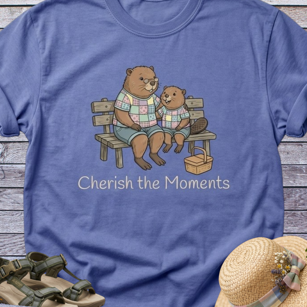 Beaver Mom & Daughter Picnic CottageCore T-Shirt
