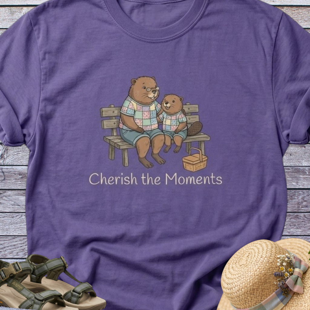 Beaver Mom & Daughter Picnic CottageCore T-Shirt