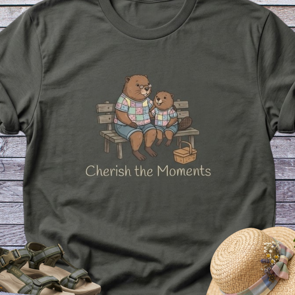 Beaver Mom & Daughter Picnic CottageCore T-Shirt
