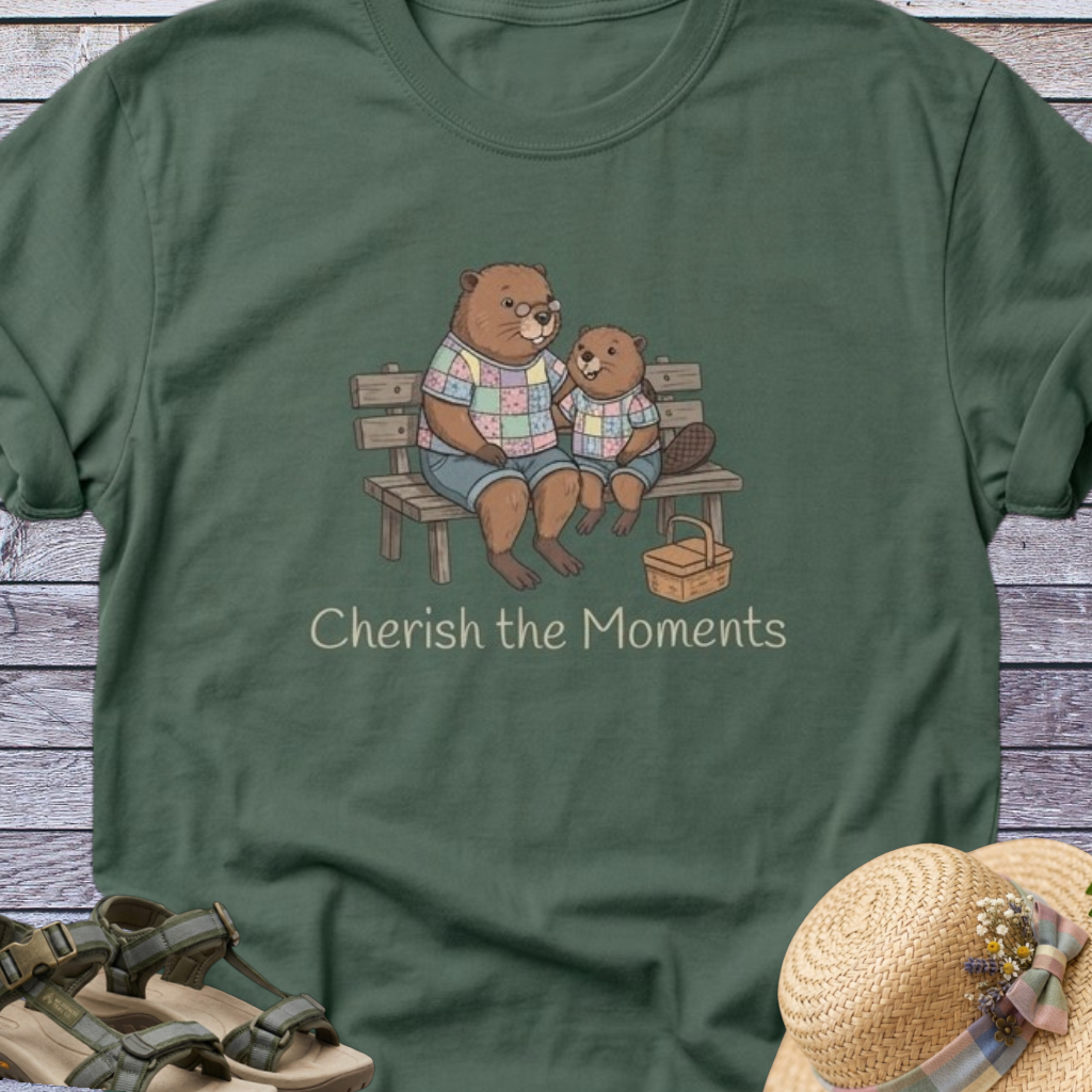 Beaver Mom & Daughter Picnic CottageCore T-Shirt