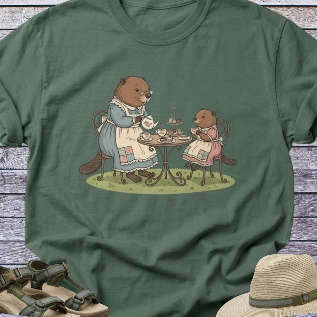 Beaver Tea Party T-Shirt Mom Daughter