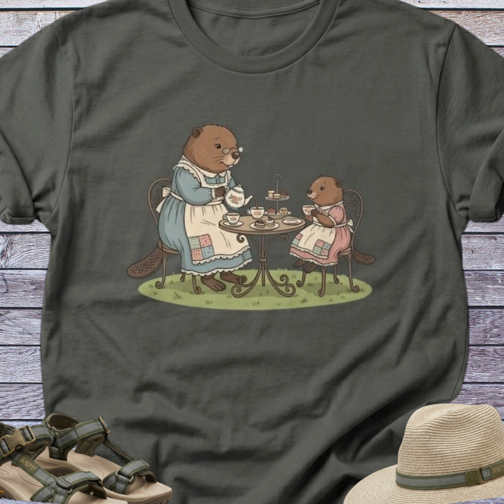 Beaver Tea Party T-Shirt Mom Daughter
