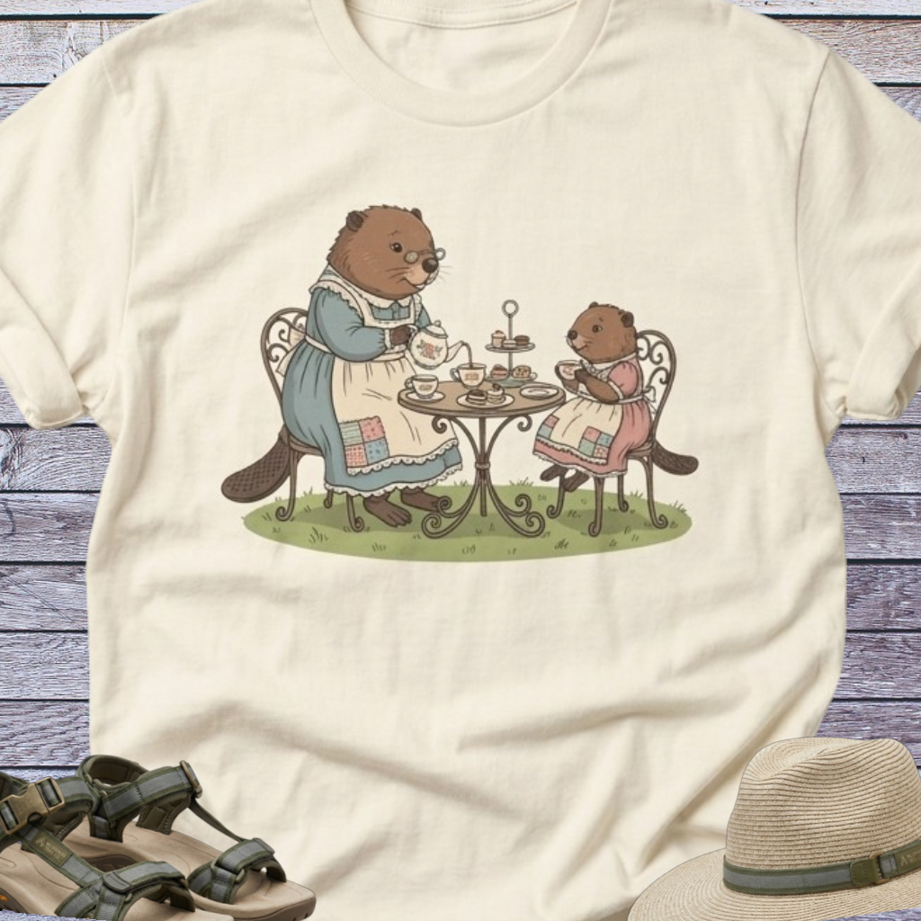 Beaver Tea Party T-Shirt Mom Daughter