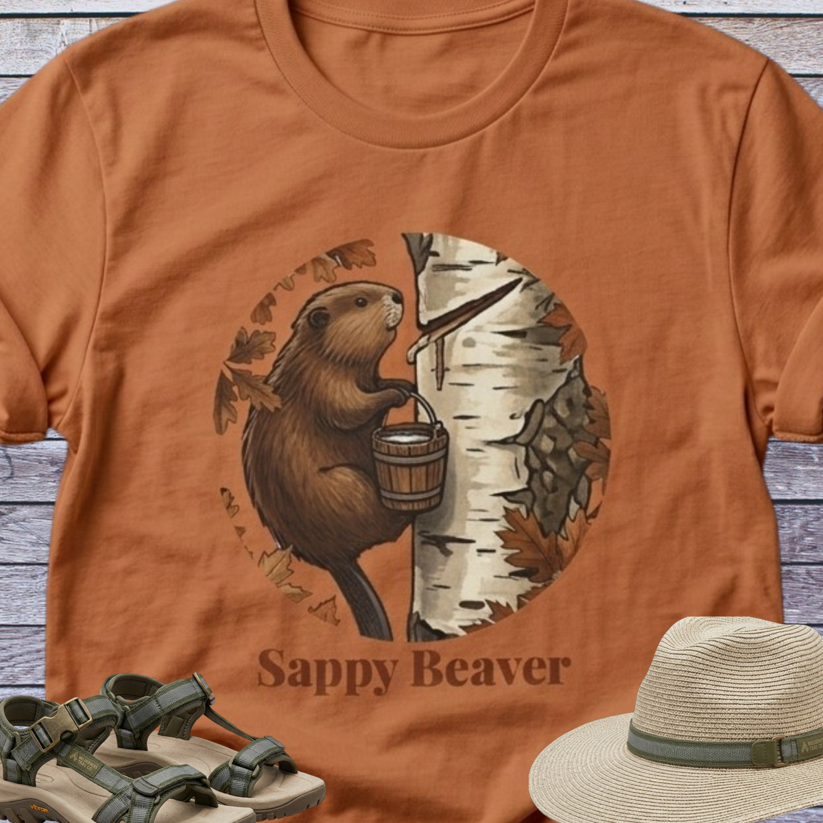Sappy Beaver T-Shirt Woodland Animals