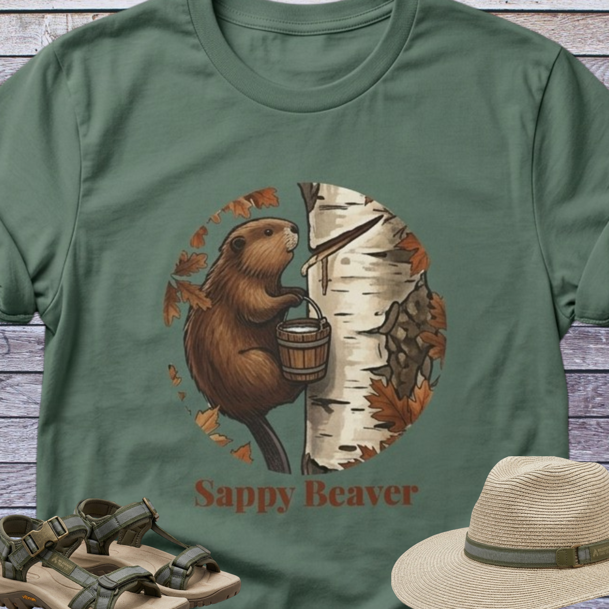 Sappy Beaver T-Shirt Woodland Animals