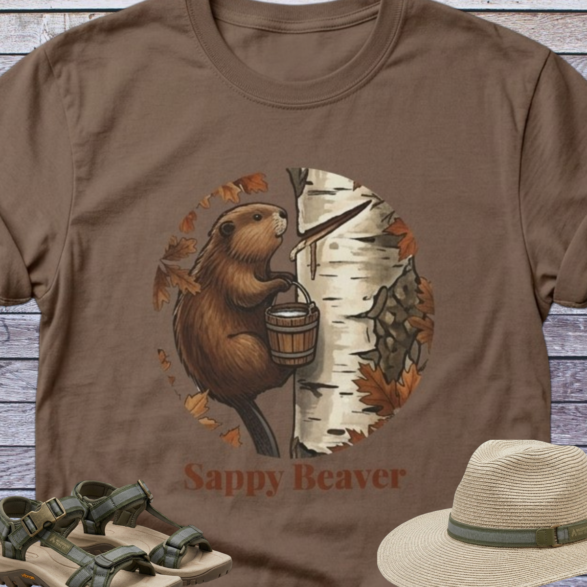 Sappy Beaver T-Shirt Woodland Animals