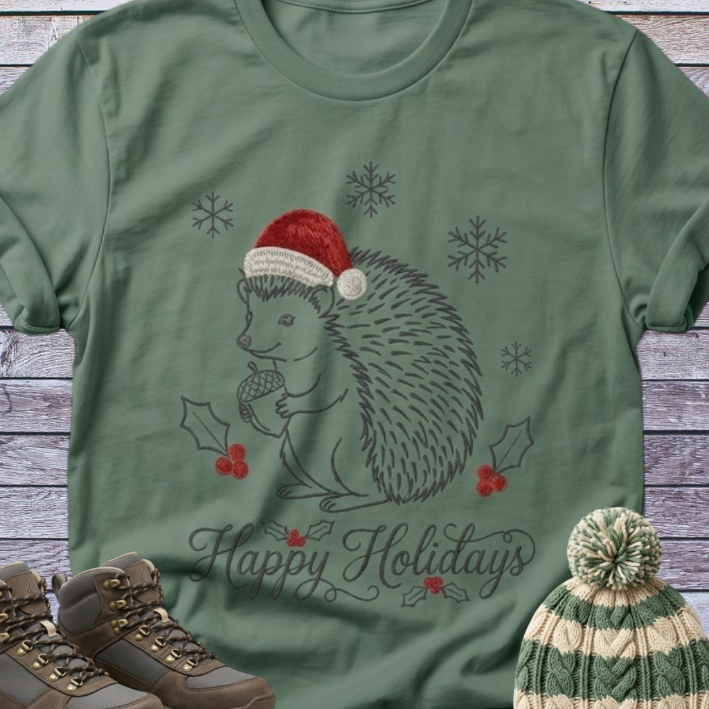 Hedgehog Santa Holidays Christmas T-Shirt