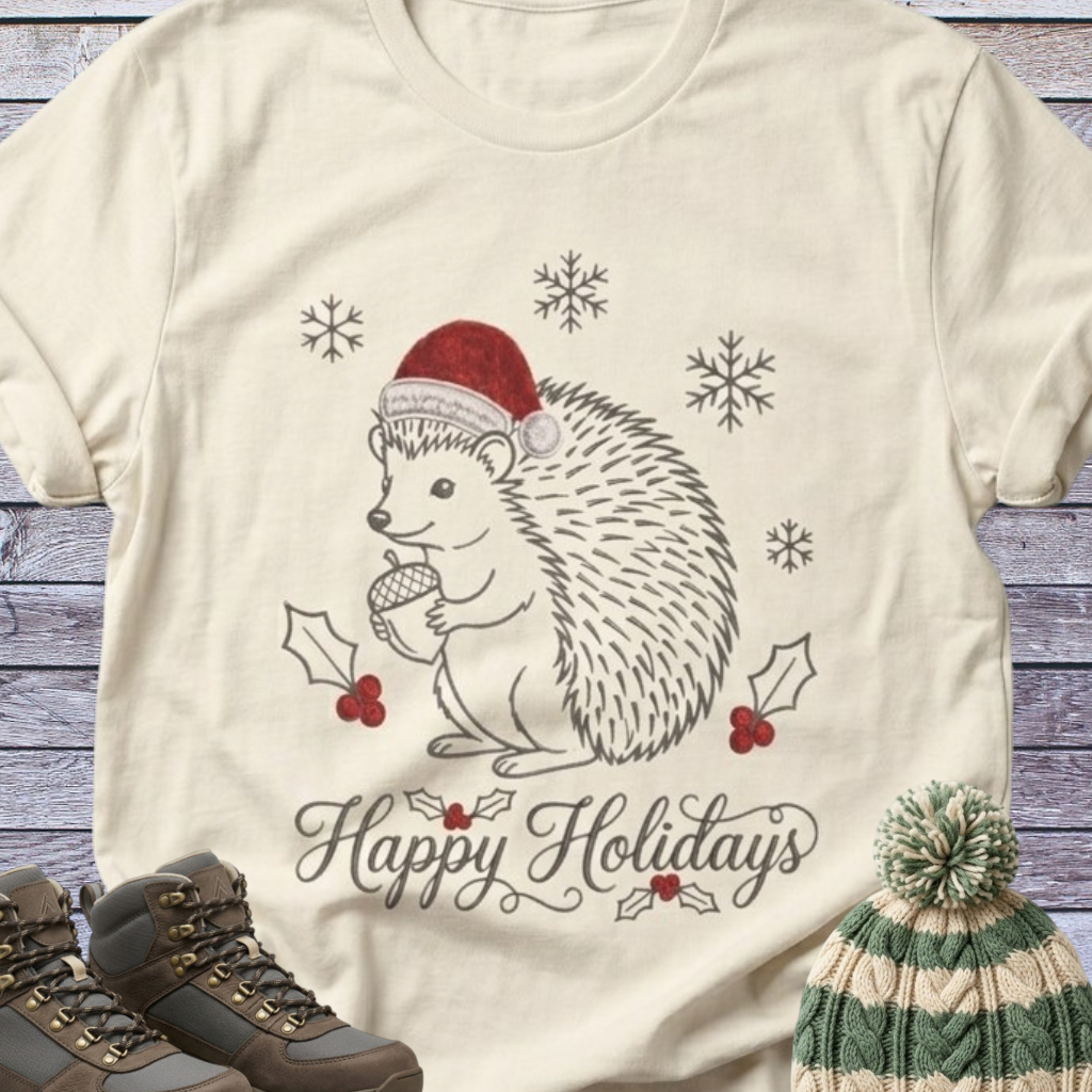 Hedgehog Santa Holidays Christmas T-Shirt