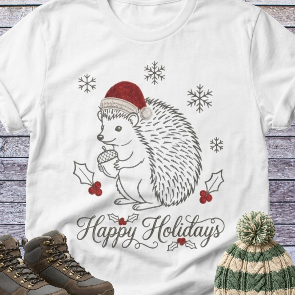Hedgehog Santa Holidays Christmas T-Shirt