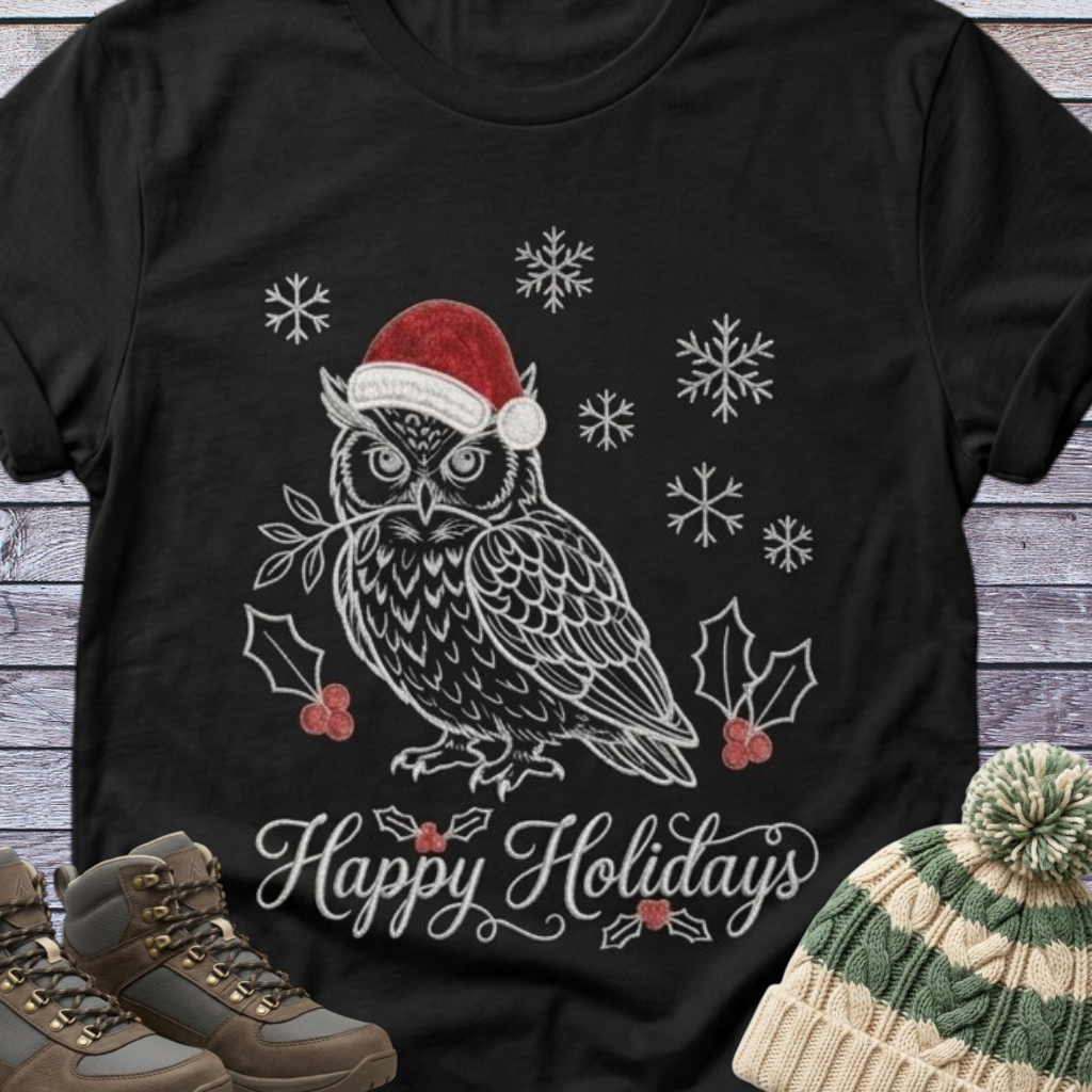 Owl Santa Holidays Christmas T-Shirt