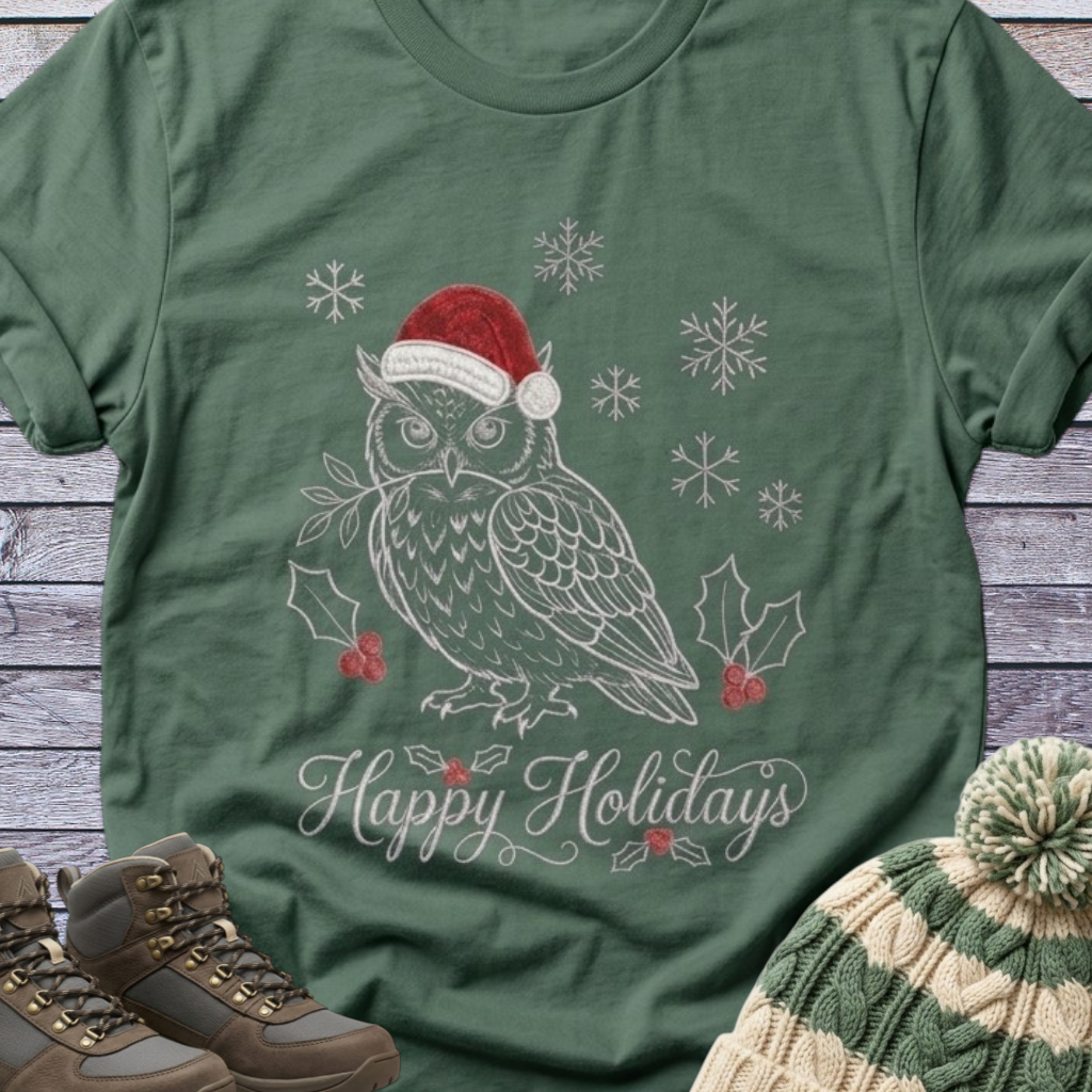 Owl Santa Holidays Christmas T-Shirt