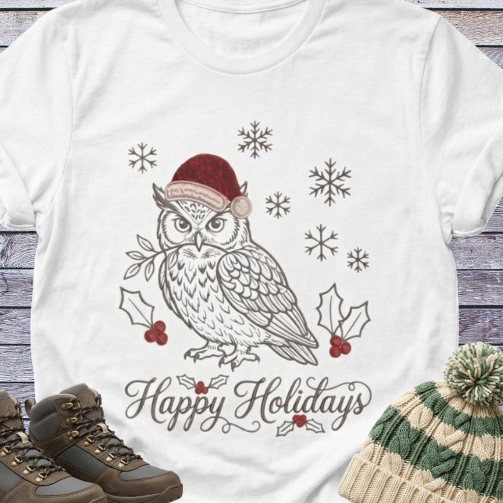 Owl Santa Holidays Christmas T-Shirt