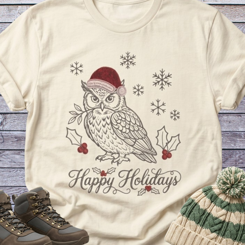 Owl Santa Holidays Christmas T-Shirt