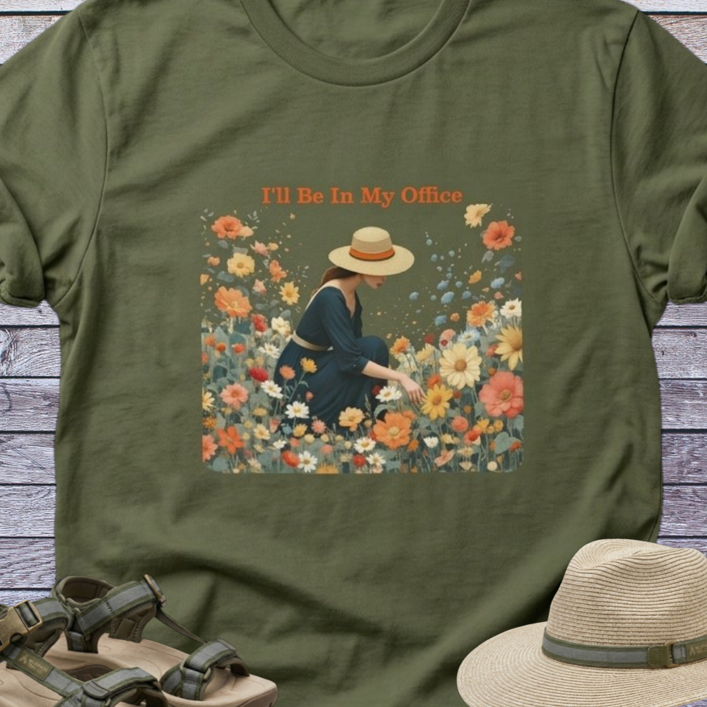 WildFlowers Office T-Shirt Quaint Cottage