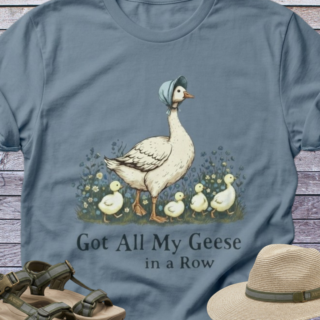 Mama Goose with Gooselings on Farm T-Shirt