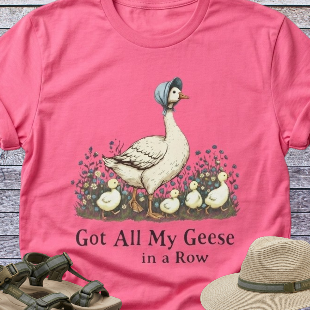 Mama Goose with Gooselings on Farm T-Shirt