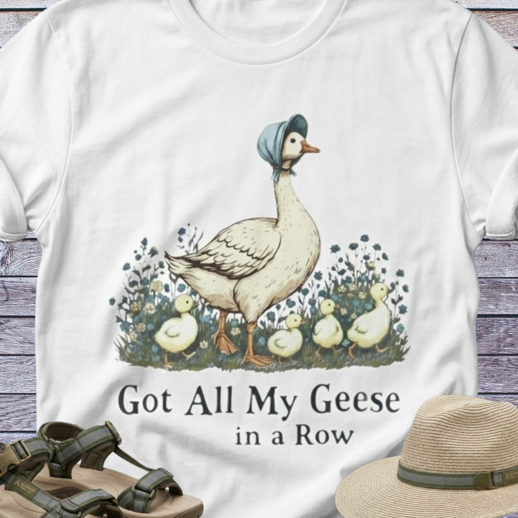 Mama Goose with Gooselings on Farm T-Shirt