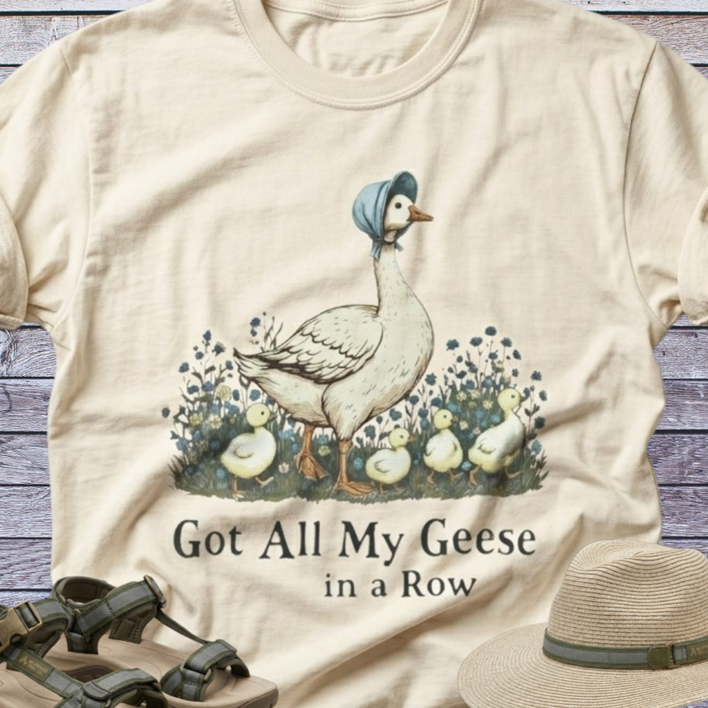Mama Goose with Gooselings on Farm T-Shirt