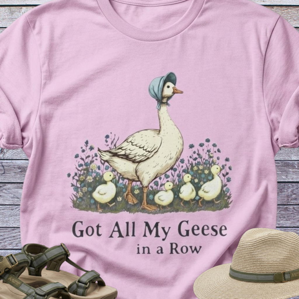 Mama Goose with Gooselings on Farm T-Shirt