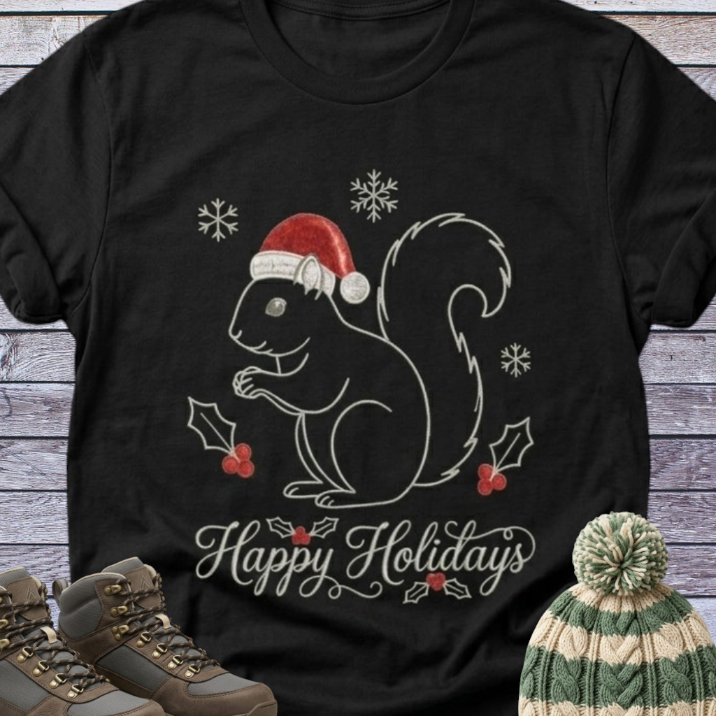 Squirrel Santa T-Shirt Christmas Holidays