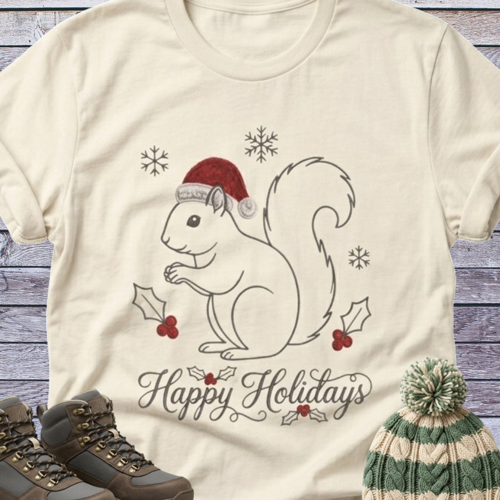 Squirrel Santa T-Shirt Christmas Holidays
