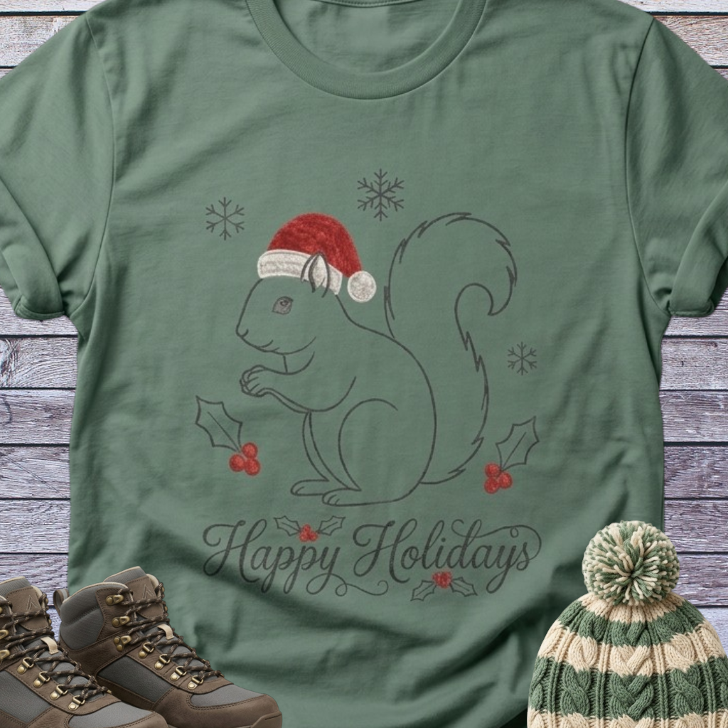Squirrel Santa T-Shirt Christmas Holidays
