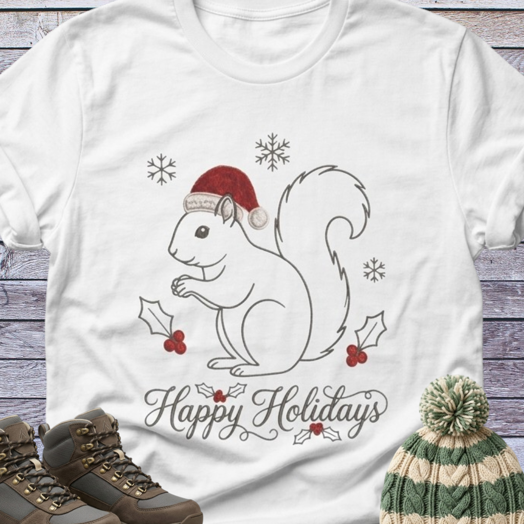 Squirrel Santa T-Shirt Christmas Holidays