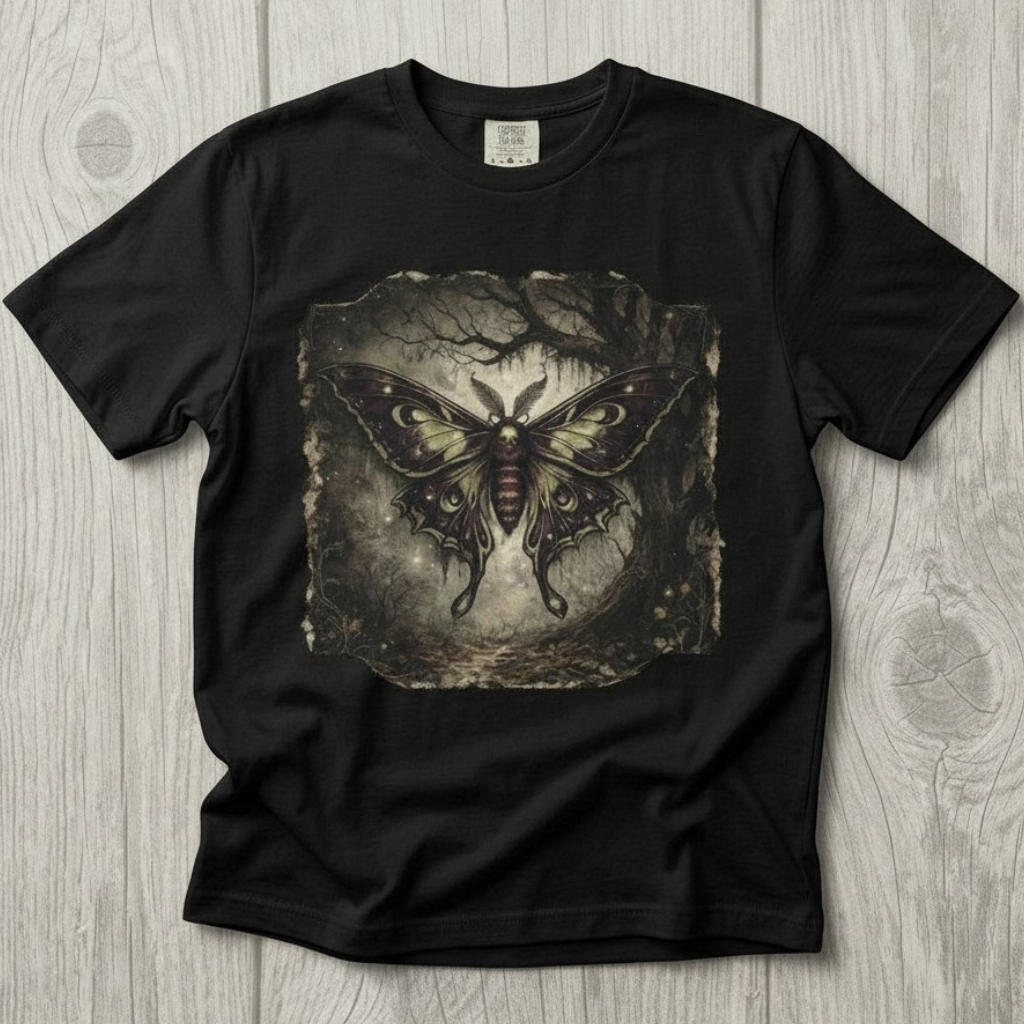 Deaths Head Moth Illustration T-Shirt | Halloween Goth