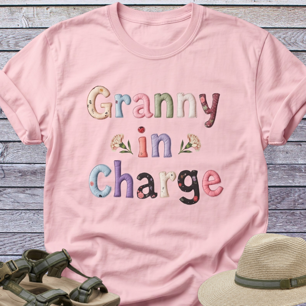 Granny in Charge T-shirt | CottageCore Patchwork Lettering
