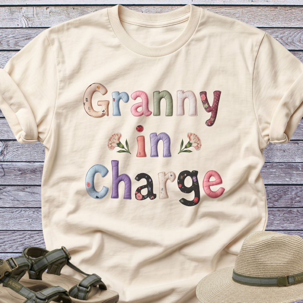 Granny in Charge T-shirt | CottageCore Patchwork Lettering