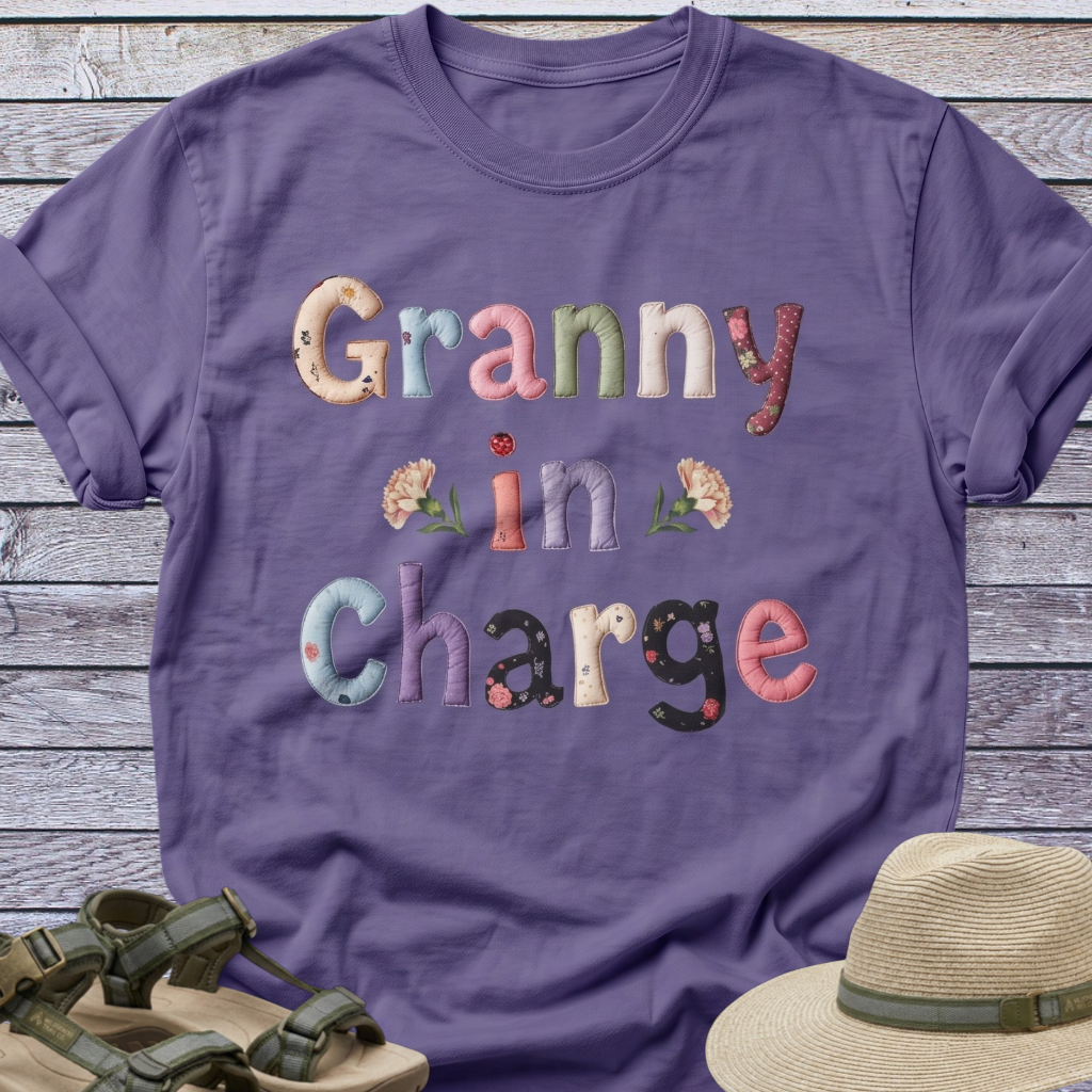 Granny in Charge T-shirt | CottageCore Patchwork Lettering