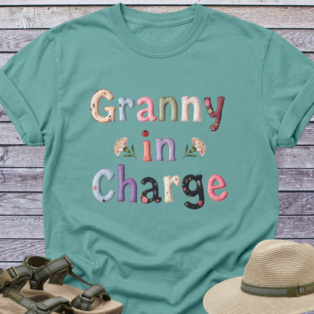 Granny in Charge T-shirt | CottageCore Patchwork Lettering