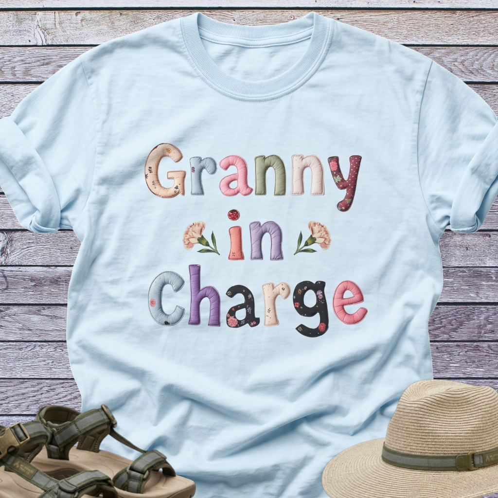 Granny in Charge T-shirt | CottageCore Patchwork Lettering
