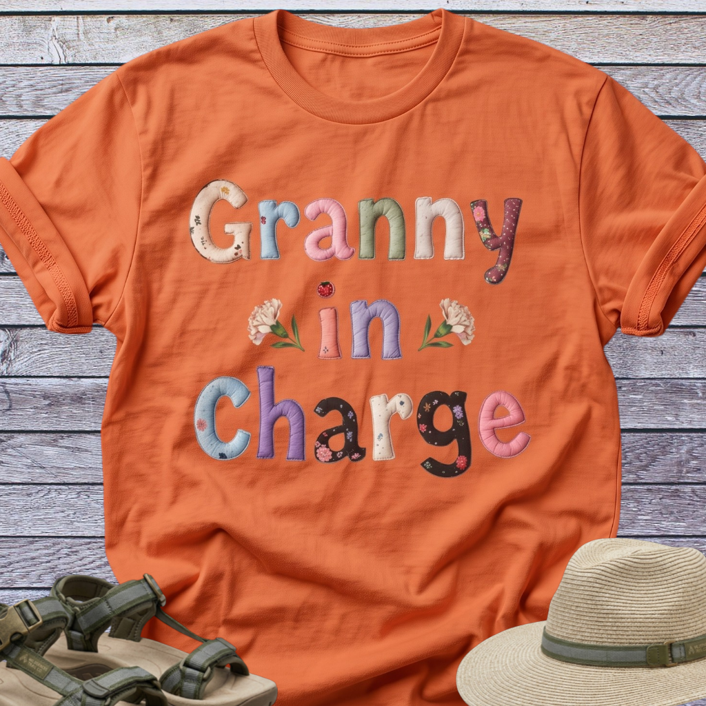 Granny in Charge T-shirt | CottageCore Patchwork Lettering
