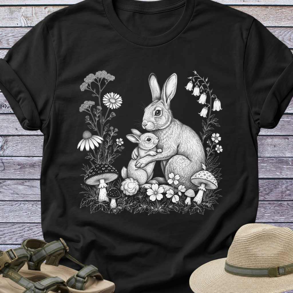 Rabbit Mama Baby Sketch T-Shirt
