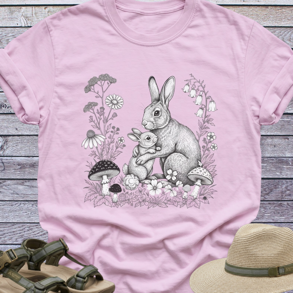 Rabbit Mama Baby Sketch T-Shirt