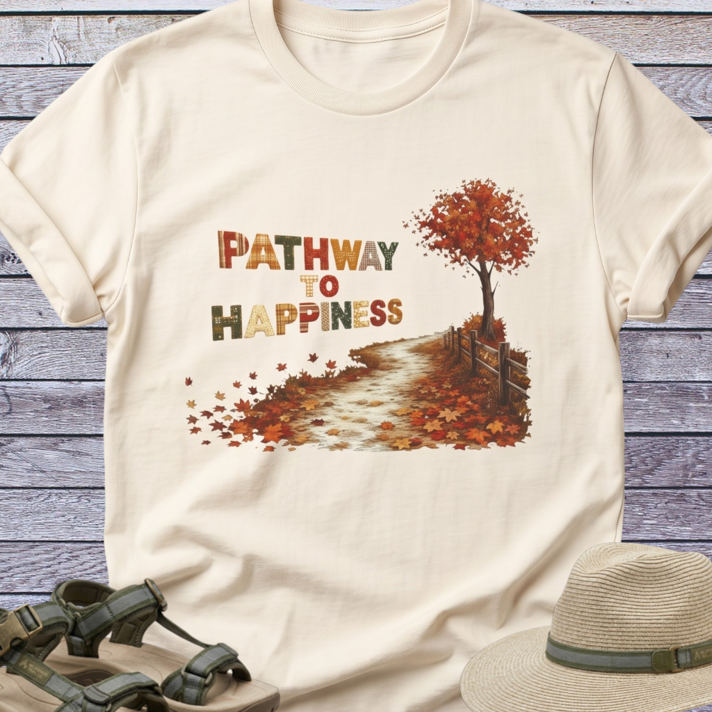 Happy Stroll through Fall Autumn Leaves T-Shirt | CottageCore & Nature